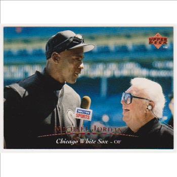 Michael Jordan 1995 Upper Deck Baseball #200 Card w/ Harry Caray