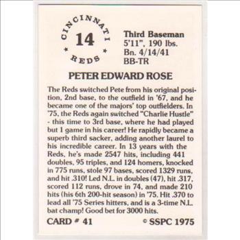 1975 SSPC Pete Rose #14 Card - Sharp Mint!