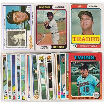 25 Different 1970's Topps Baseball Cards (1974-1979) w/ Billy Martin + More