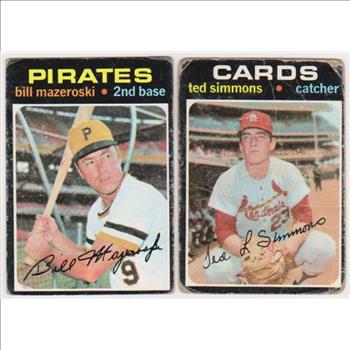 1971 Topps Bill Mazeroski #110 + Ted Simmons #117 Card Pair - HOF'ers