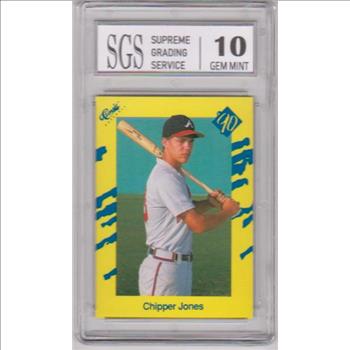 Graded Gem Mint 10 - Chipper Jones 1990 Classic #T92 Rookie Card