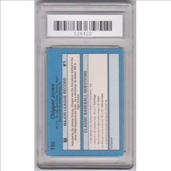 Graded Gem Mint 10 - Chipper Jones 1990 Classic #T92 Rookie Card