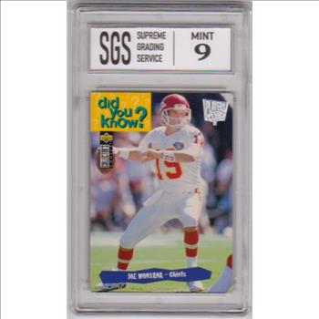 Graded Mint 9 - Joe Montana 1995 Collector's Choice Players Club #34 Insert Card