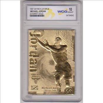 Graded Gem Mint 10 - Michael Jordan 1997 Skybox Z-Force 23 Kt Gold Card