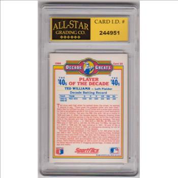 Graded 8 - Ted Williams 1986 Sportflics Decade Greats #25 Card