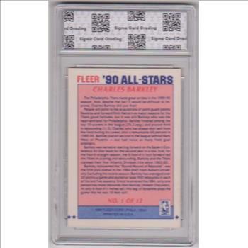 Graded Sigma Mint 9  - Charles Barkley 1990 Fleer All-Stars #1 Card