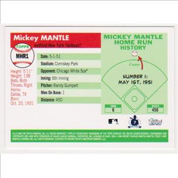Mickey Mantle '55 Topps Style HR #1 2006 Topps #MHR1 Insert Card