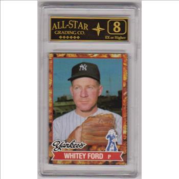 Graded 8 - Whitey Ford 1982 Topps Cracker Jack #3 Card