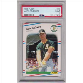 Graded PSA Mint 9 - Mark McGwire 1988 Fleer #286 Card