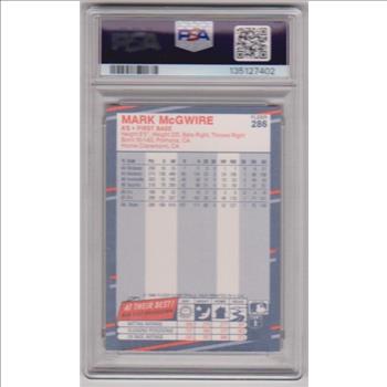Graded PSA Mint 9 - Mark McGwire 1988 Fleer #286 Card