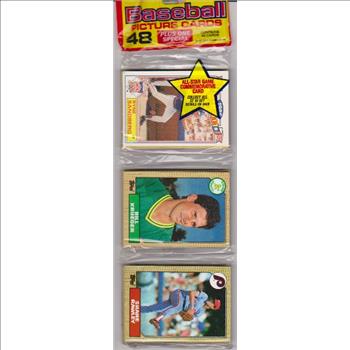 1987 Topps Baseball 49 Card Rack Pack w/ Ryne Sandberg On Front