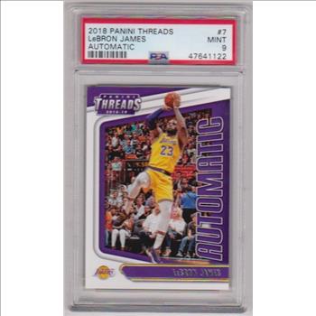 Graded PSA Mint 9 - Lebron James 2018-19 Panini Threads #7 Card