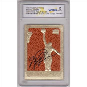 Graded Gem Mint 10 - Michael Jordan 1996-97 Fleer Feel The Game '86 Signature Series 23 Kt Gold Card