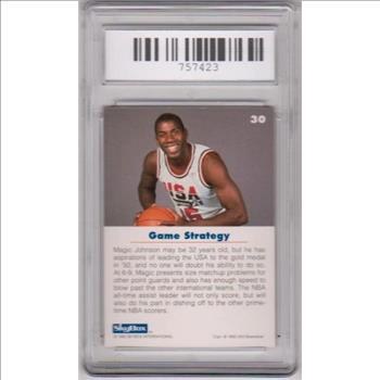 Graded Gem Mint 10 - Magic Johnson 1992 Skybox USA Basketball #30 Card