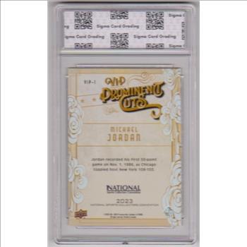 Graded Sigma Gem Mint 10 - Michael Jordan 2023 Upper Deck National VIP Prominent Cuts #VIP-1 Card