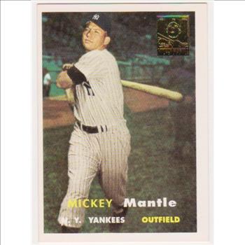 Mickey Mantle 1957 Topps #95 Commemorative Card - 1996 Topps #7 of 19 Insert Card