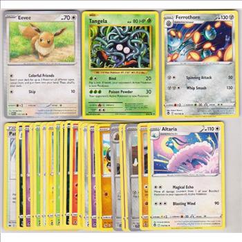 25 Different Pokemon Trading Cards w/ Eevee + More