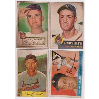 4 Different 1950's Topps/Bowman Baseball Cards (1952-1955) 