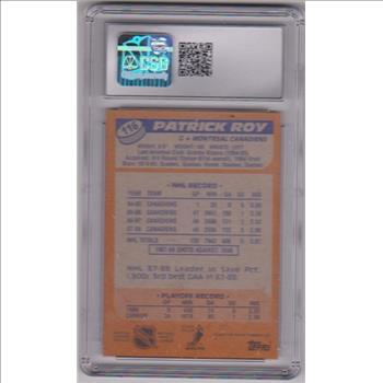 Graded CSG NM/MINT 8 - Patrick Roy 1988-89 Topps #116 Card