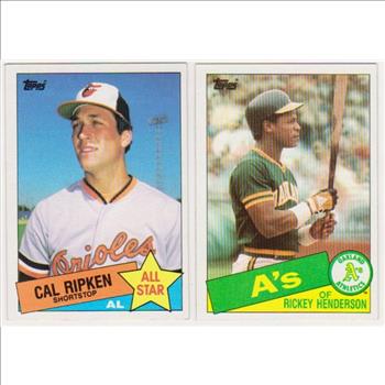 1985 Topps Cal Ripken #704 + Rickey Henderson #115 Card Pair