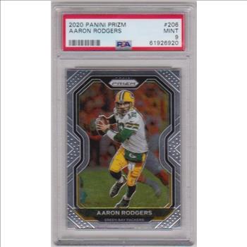 Graded PSA Mint 9 - Aaron Rodgers 2020 Panini Prizm #206 Card