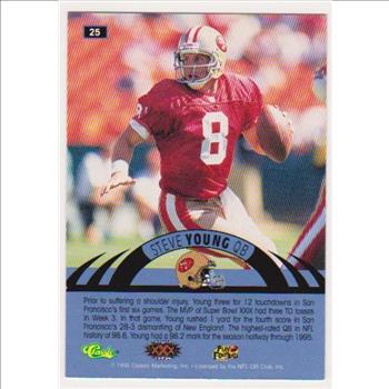 Only 499 Exist - Steve Young 1996 Classic NFL Experience Printers Proof #25 Insert Card