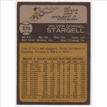 1973 Topps Willie Stargell #370 Card - HOF'er