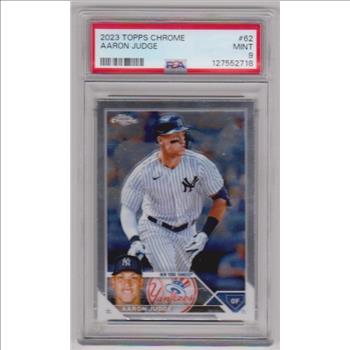 Graded PSA Mint 9 - Aaron Judge 2023 Topps Chrome #62 Card