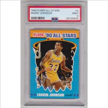 Graded PSA Mint 9 - Magic Johnson 1990 Fleer All-Stars #4 Card