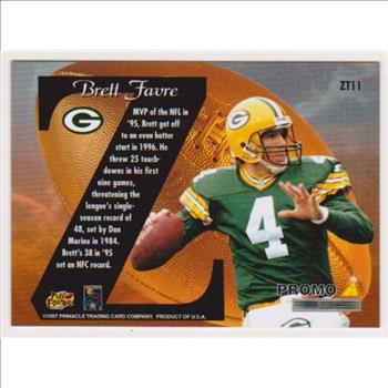 Brett Favre 1997 Zenith Z-Team Mirror Gold #ZT11 Promo Card