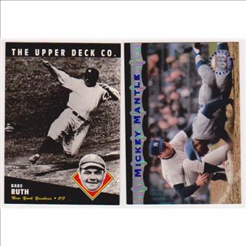 Babe Ruth + Mickey Mantle Baseball Card Pair
