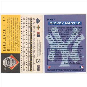 Babe Ruth + Mickey Mantle Baseball Card Pair
