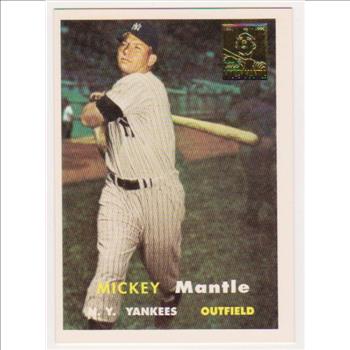 Mickey Mantle 1957 Topps #95 Commemorative Card - 1996 Topps #7 of 19 Insert Card