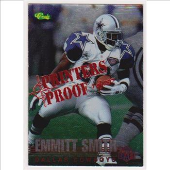 Only 297 Exist - Emmitt Smith 1995 Classic NFL Rookies Silver Printers Proof #110 Insert Card