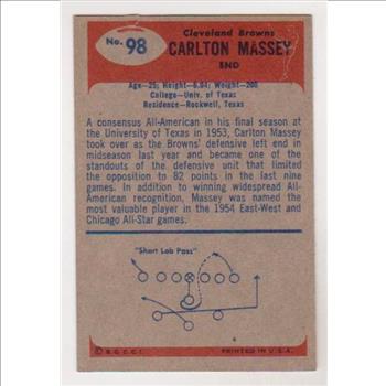 1955 Bowman Football Carlton Massey #98 Card 