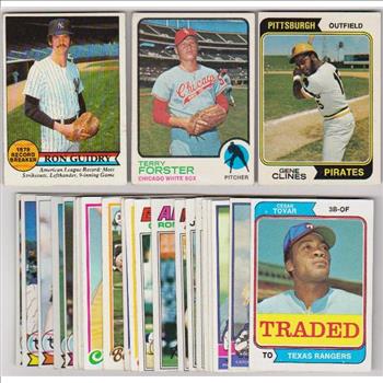25 Different 1970's Topps Baseball Cards (1973-1979) w/ Ron Guidry + More