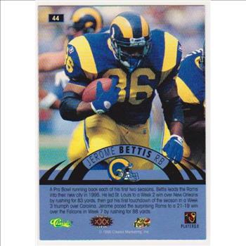 Only 499 Exist - Jerome Bettis 1995 Classic NFL Experience Printers Proof #44 Insert Card