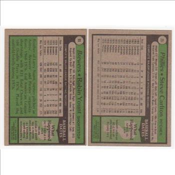 1979 Topps Robin Yount #95 + Steve Carlton #25 Card Pair - HOF'ers
