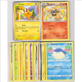 25 Different Pokemon Trading Cards w/ Pikachu + More