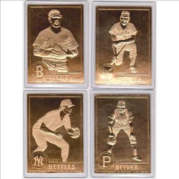 22kt Gold - 4 Different 1996 Danbury Mint Gold Cards - Al Oliver, Graig Nettles, Boog Powell, Luis Tiant
