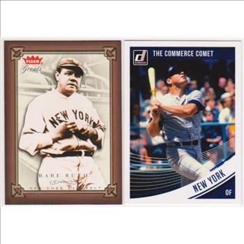Babe Ruth + Mickey Mantle Baseball Card Pair