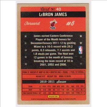 Lebron James 2011-12 Panini Past & Present #40 Card