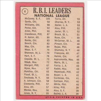 1969 Topps Willie McCovey/Ron Santo/Billy Williams #4 Card