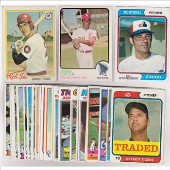 25 Different 1970's Topps Baseball Cards (1973-1979) w/ Dwight Evans + More