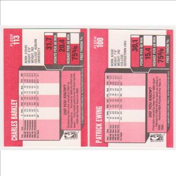 1989-90 Fleer Charles Barkley #113 + Patrick Ewing #100 Card Pair - HOF'ers