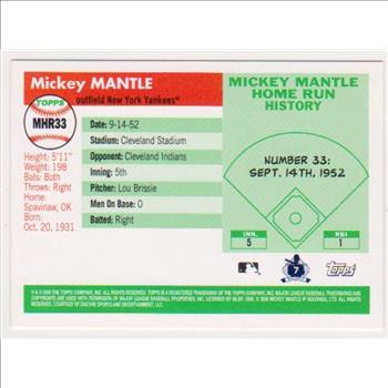 Mickey Mantle '55 Topps Style HR #33 2006 Topps #MHR33 Insert Card