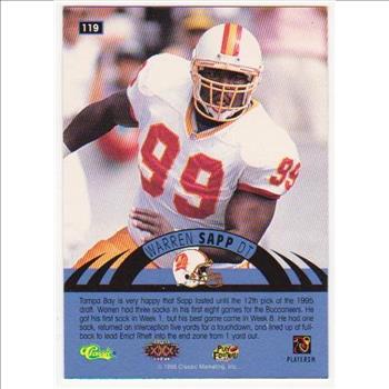 Only 499 Exist - Warren Sapp 1995 Classic NFL Experience Printers Proof #119 Insert Rookie Card