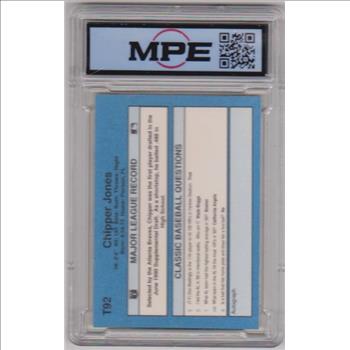 Graded MPE Mint 9  - Chipper Jones 1990 Classic #T92 Rookie Card