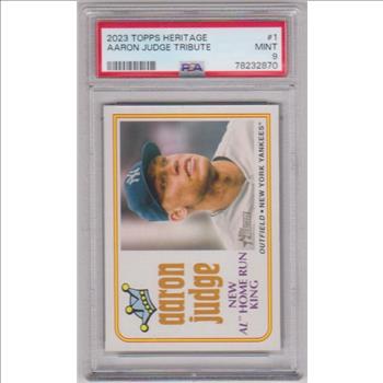 Graded PSA Mint 9 - Aaron Judge 2023 Topps Heritage Tribute #1 Card
