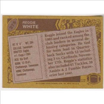 1986 Topps Reggie White #275 Rookie Card - HOF'er